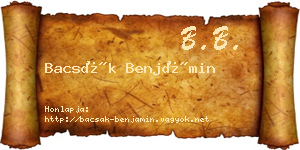 Bacsák Benjámin névjegykártya